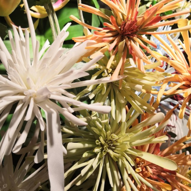 Yiwu's high-quality and colorful artificial flowers are sold directly by the manufacturer. They are suitable for wedding venue decoration, including 3-head chrysanthemums, wedding decoration, home decoration, soft furnishings, crab claw chrysanthemums, and artificial green plants details Picture