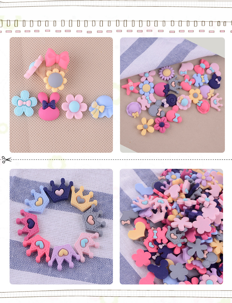 Korean version of children's headwear matte resin patch mix matte Korean version of hair accessories materials DIY accessories wholesale thumbnail