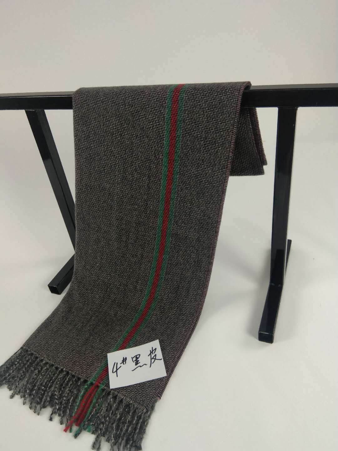 Men's Warm Fashion Red Green Vertical Stripe Mud Spot Imitation Cashmere Scarf details Picture