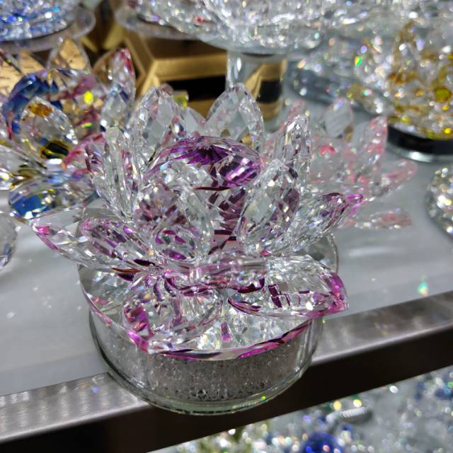 Glass crystal purple lotus handicraft articles for display thumbnail
