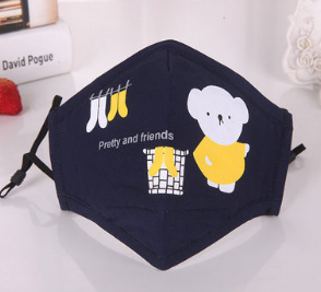 Black Classic Personality Pattern Cartoon With Breathing Valve Folding Dust And Anti-Smog Pm2.5