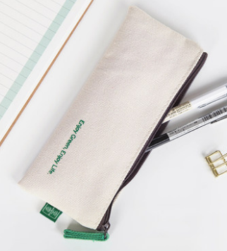 Student Pen Bag Canvas South Korean Creative Simple Pu Girls Stationery Pencil Bag Carry-On Storage Clutch details Picture