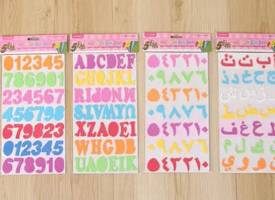 Yiwu Good Goods Gold Powder Numerals English Letters Arabic Numerals Letters Pasted Children Learning Stickers Kindergarten