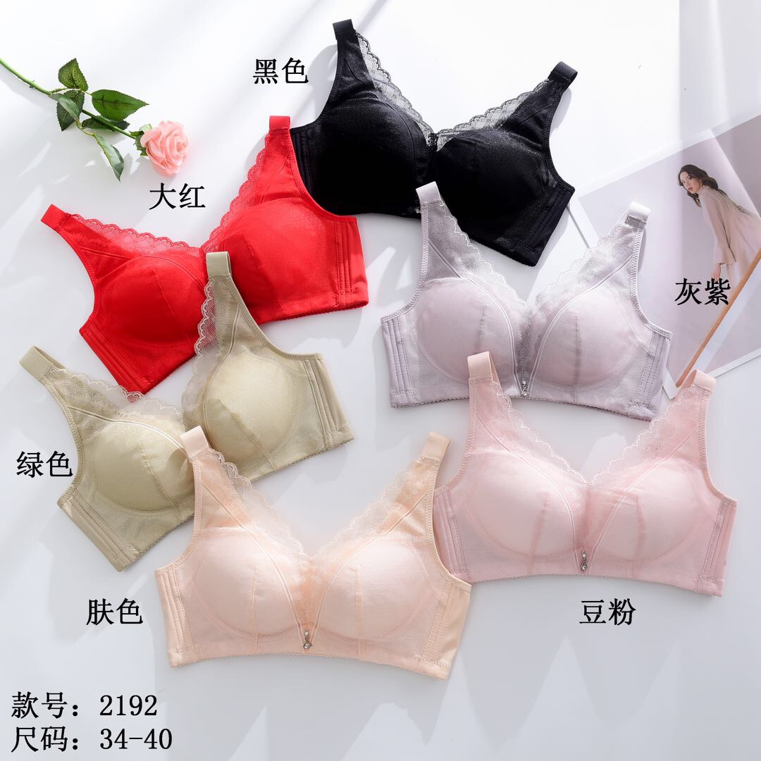 透气网纱超薄文胸带钻装饰收副乳性感美背托胸聚拢胸罩夏季