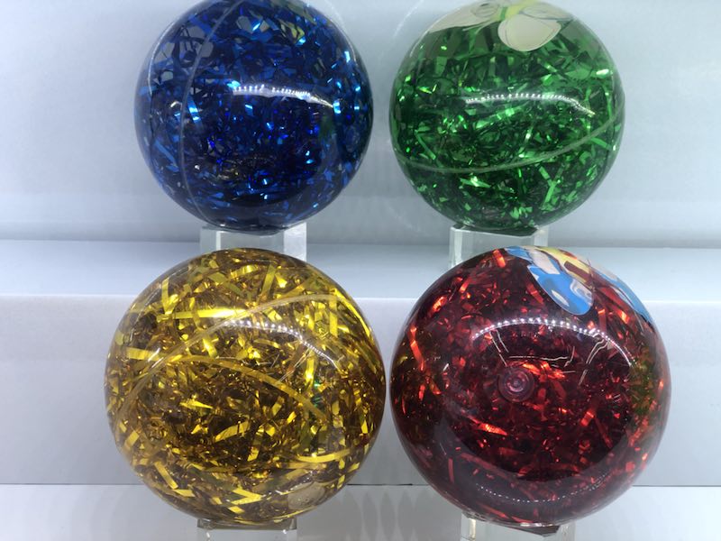 10cm金丝棱面发光弹力球带绳款TPU材质儿童玩具