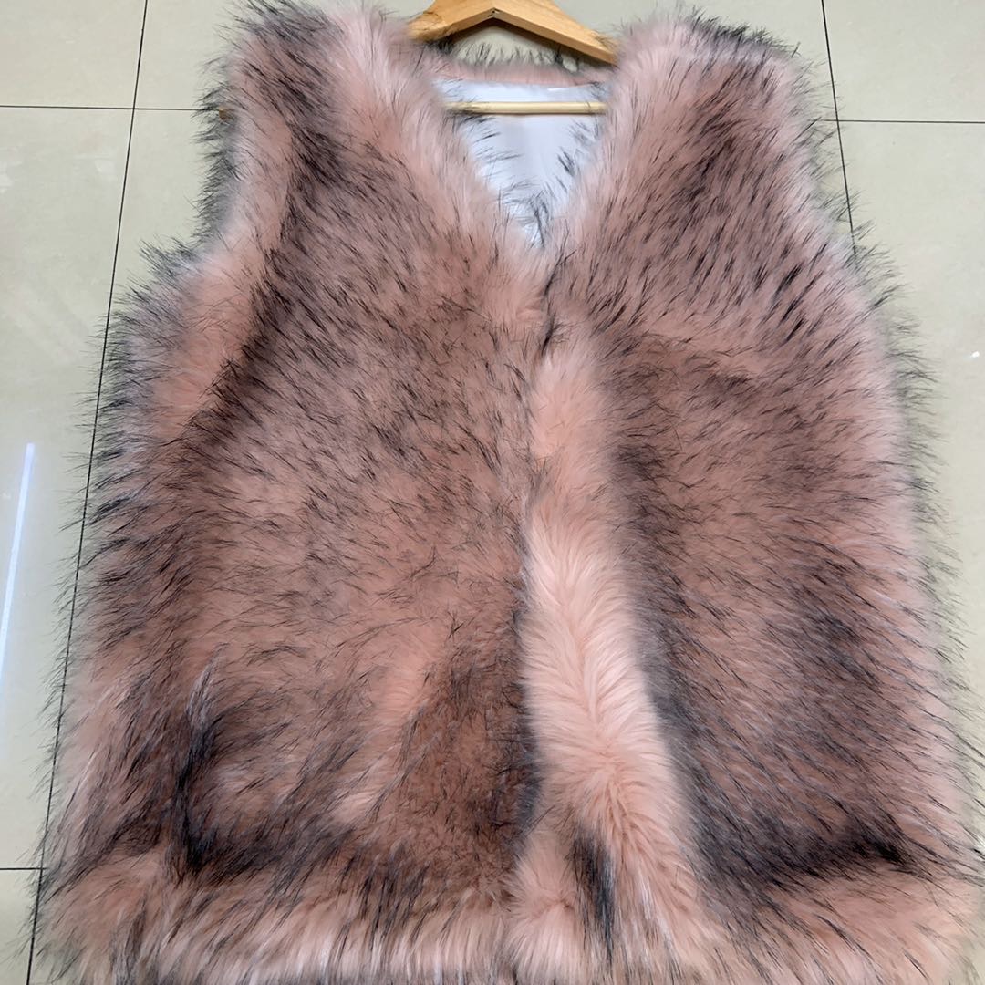 Pink Imitation Hair Vest Fashion Trend Manufacturers Direct Sales