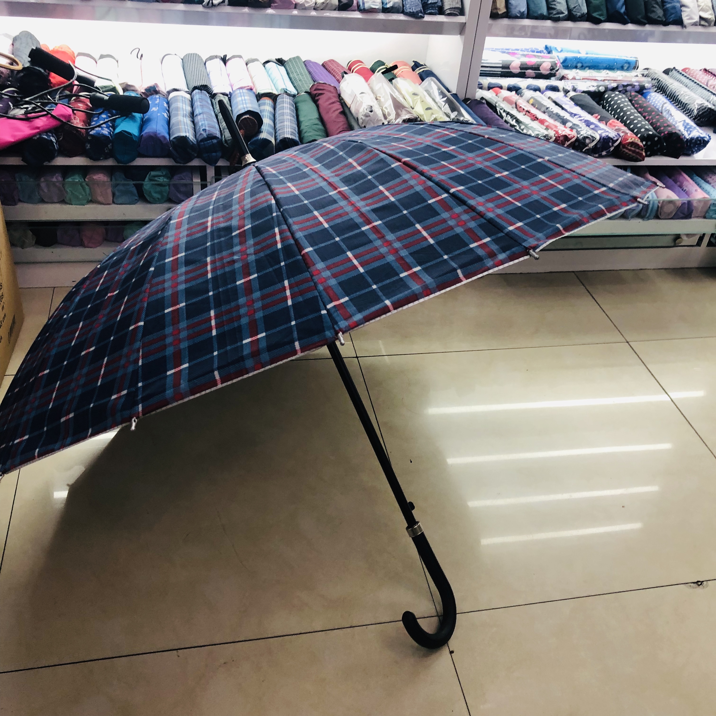 Gingham Paradise Umbrella Folding Rain And Sunshine Umbrella Straight Pole Umbrella Sun Protection Uv Protection Sunshade Umbrella For Men And Women details Picture