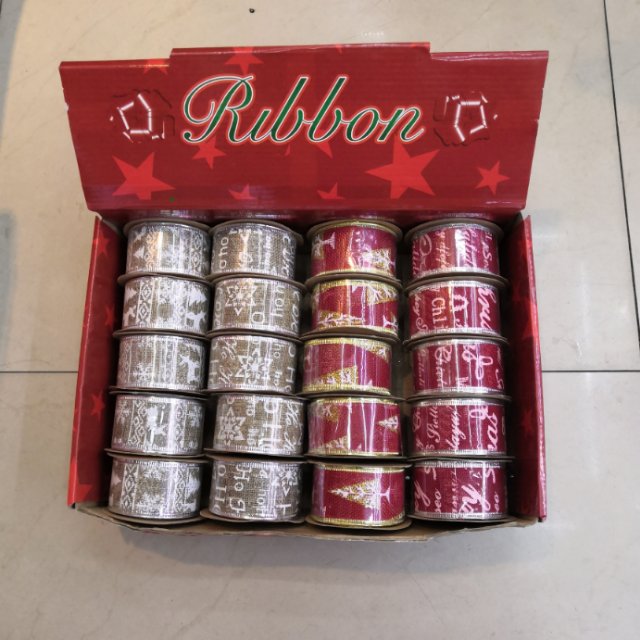 圣诞丝带包装厂家直销包装工艺装饰品套盒，4cm×3码，20个一盒，400个一件