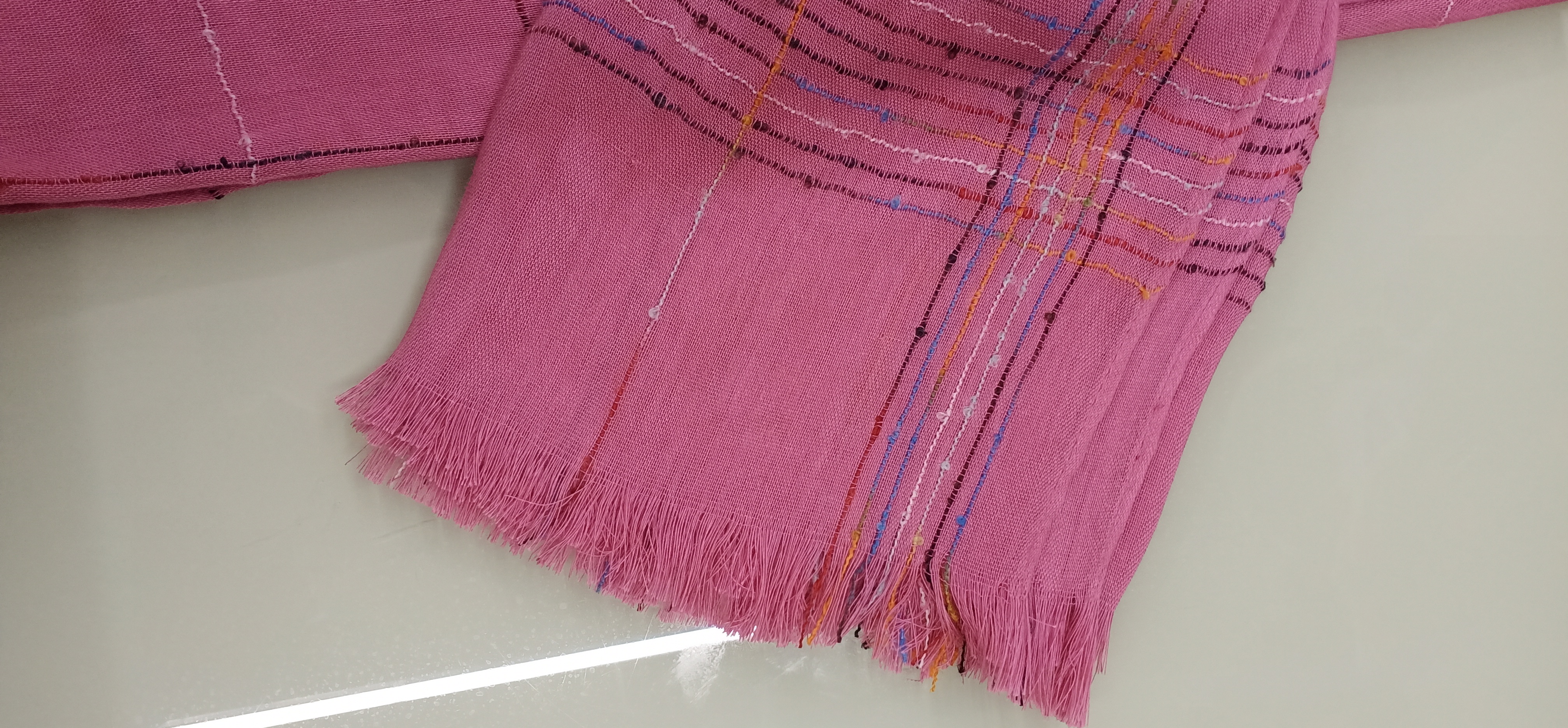 Cotton Scarf For Women With Edging Check 120*90 details Picture