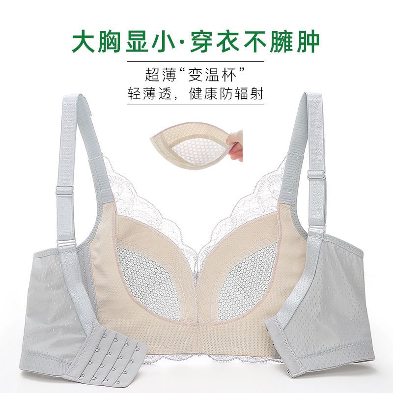 夏季女士蕾丝性感小胸聚拢内衣两排扣无钢圈上托防下垂薄款文胸罩细节图