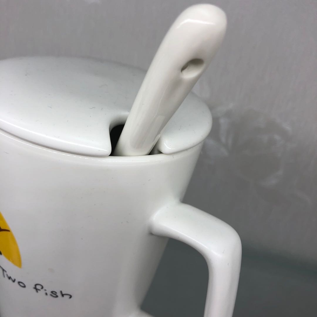 小鱼陶瓷水杯带勺咖啡杯学生茶杯生日礼品产品图
