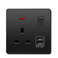 港澳板13A英式插座充电USB英规英标方脚三孔插座面板86型黑色图