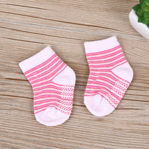 童袜粉色多条纹白袜口舒适透气宝宝袜