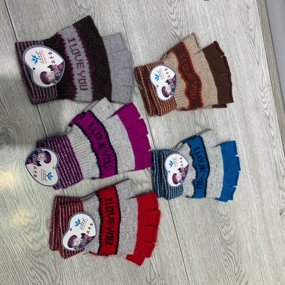 Sanhe Hengtai winter cold-proof wool gloves, half-finger gloves, English gloves, snow warm knitted gloves, starting from 480 yuan per box, mixed colors details Picture
