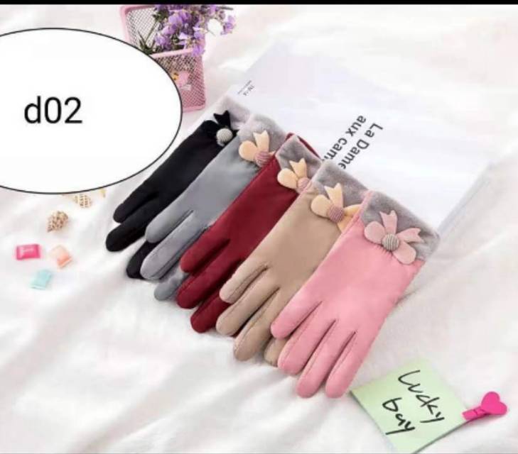 Guantes de invierno de las mujeres pantalla táctil guantes de cuero más peluche guantes de ciclismo caliente para conducir details Picture