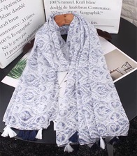 夏季新款韩版空调防晒几何白色披肩旅游度假丝巾民族风围巾