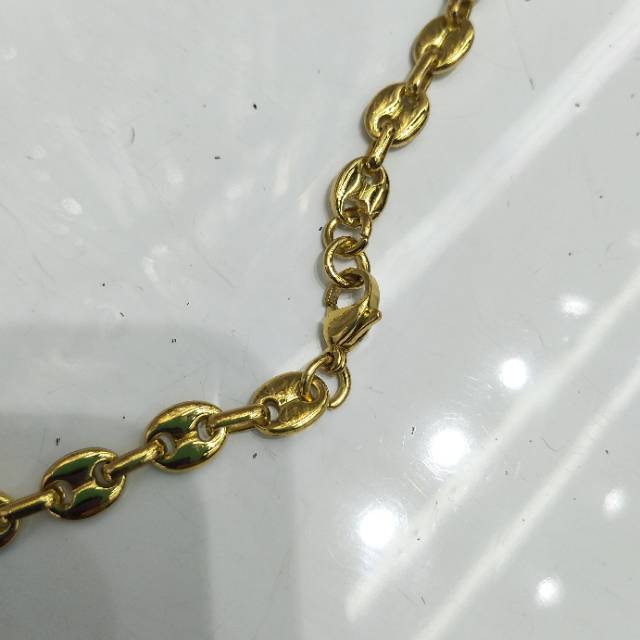 咖啡豆男士不锈钢镀金项链挂链配饰细节图