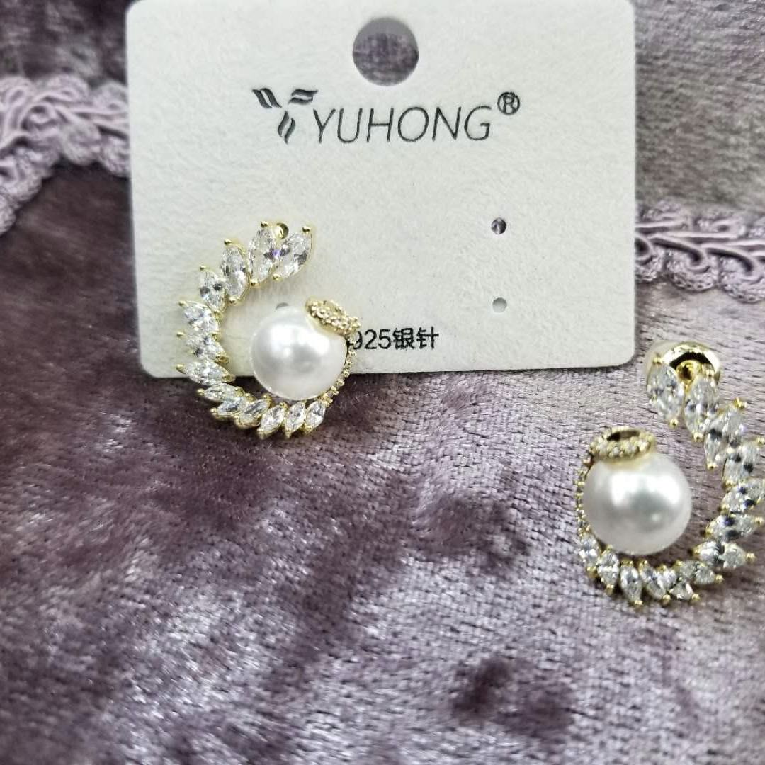 日韩高端S925银针锆石耳环气质百搭防过敏耳环