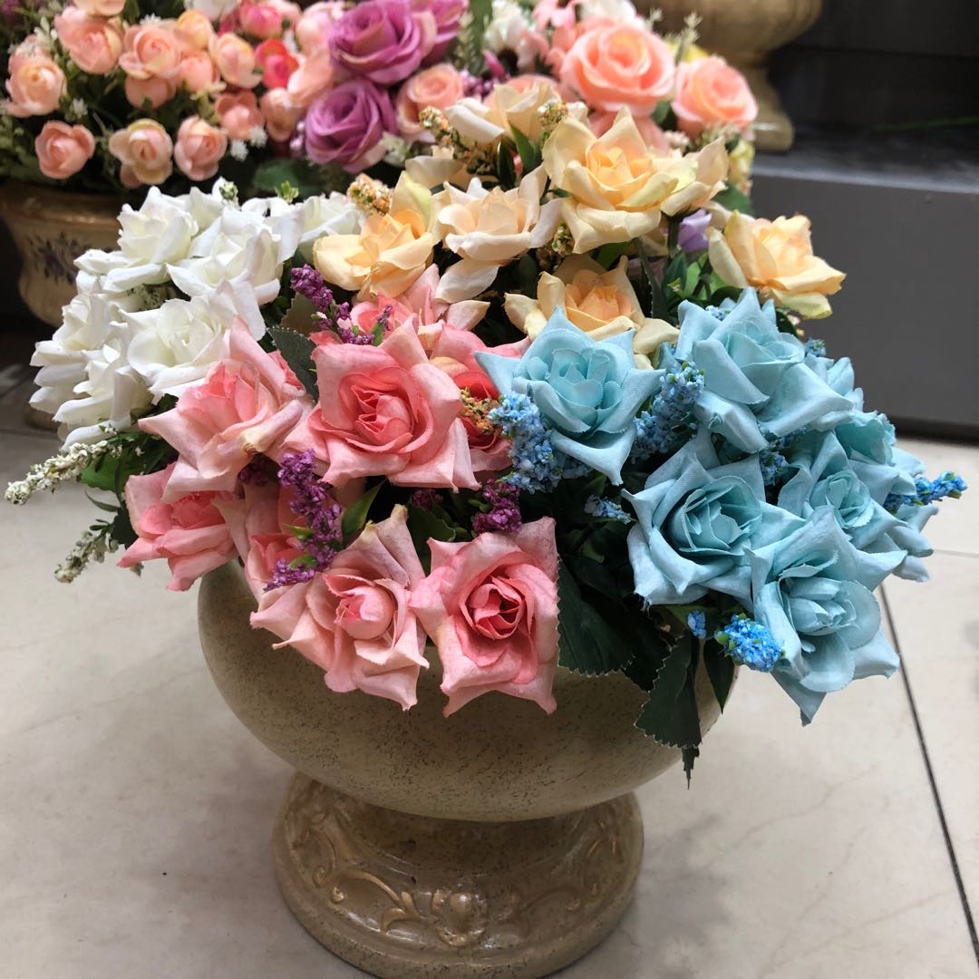 美式套装干花铁艺装饰花仿真花客厅装饰品餐桌插花假花小盆栽摆件