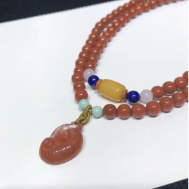 A pure natural premium Nan Hong Buddhist prayer bead bracelet with 108 pieces and a multi-treasure circular bracelet details Picture