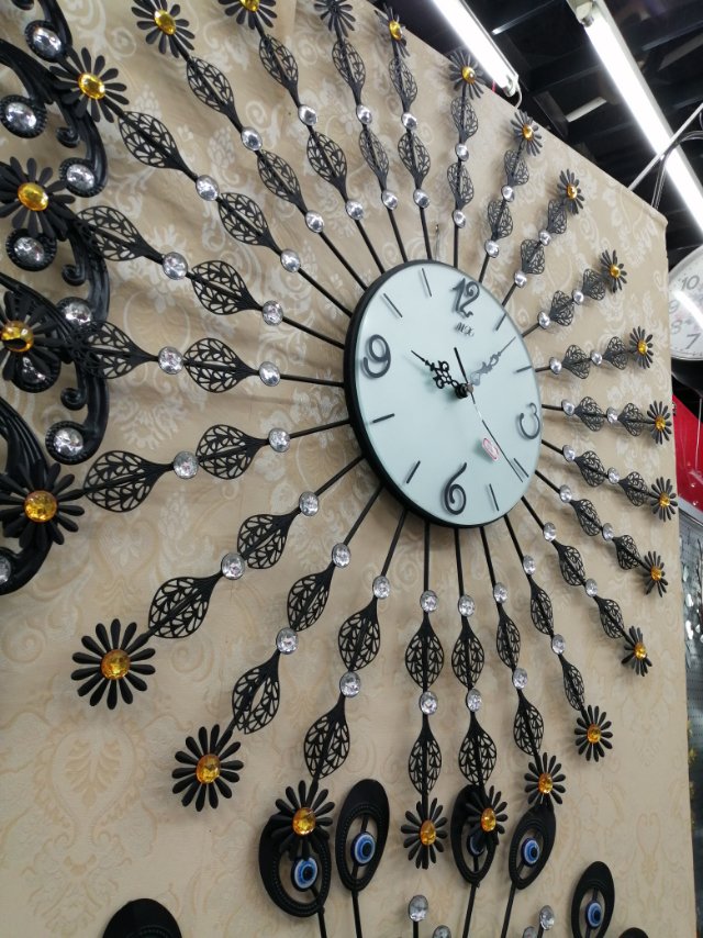 挂钟/钟表/木纹闹钟/diy/无线充细节图