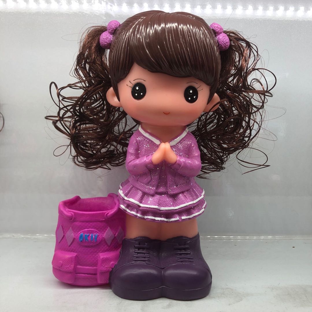 Purple girl pen holder money pot home decoration gift thumbnail