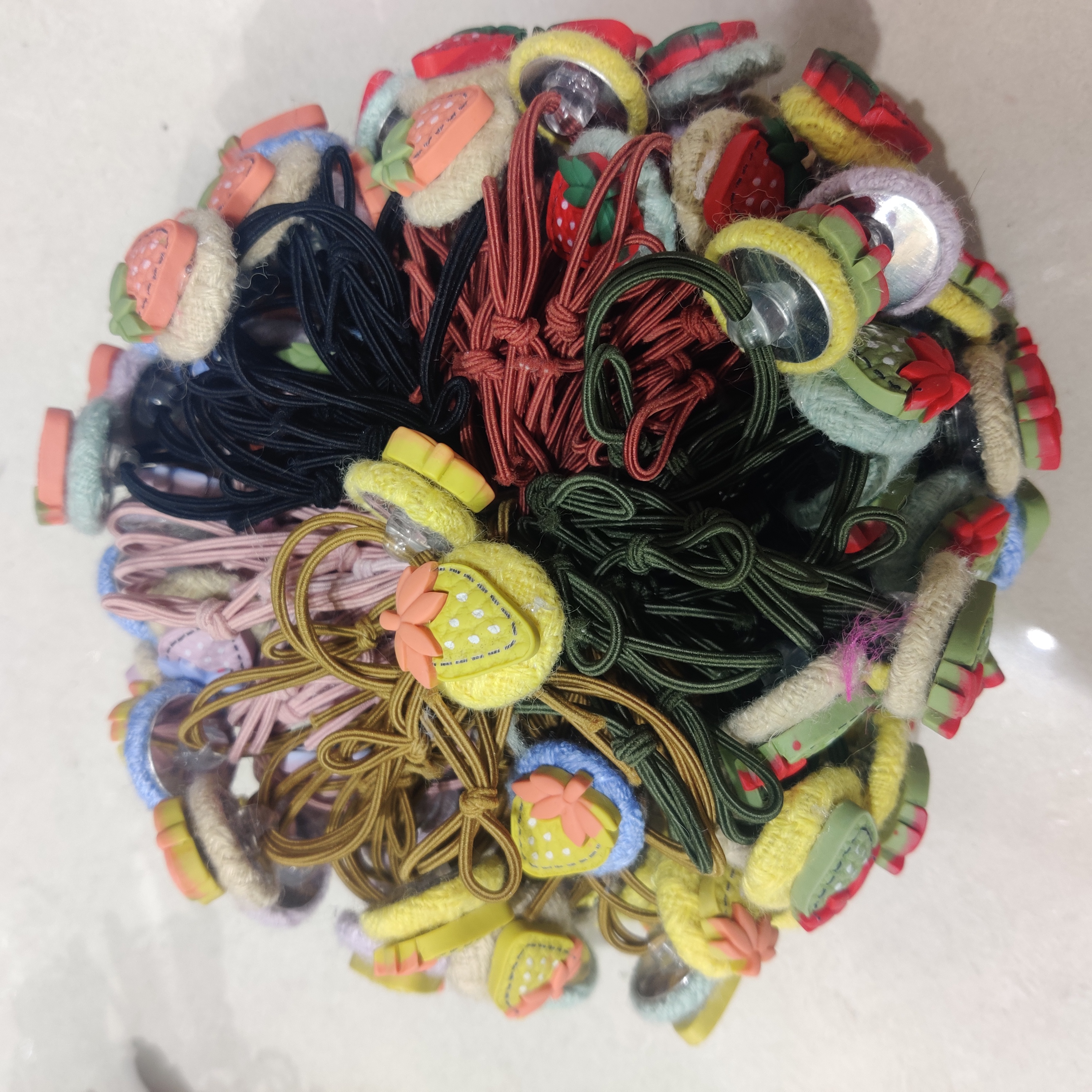 ins网红不伤发发圈发饰  毛绒笑脸发圈百搭毛毛  软妹毛绒毛球发绳气质可爱撞色