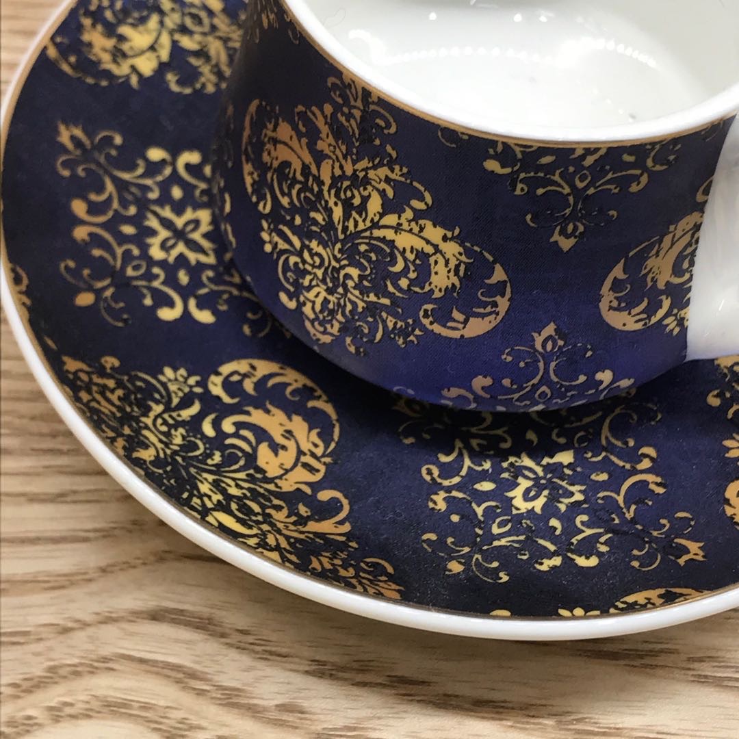Cool And Elegant Blue Color With Electroplated Gold Cup Coffee Cup Specification drawing