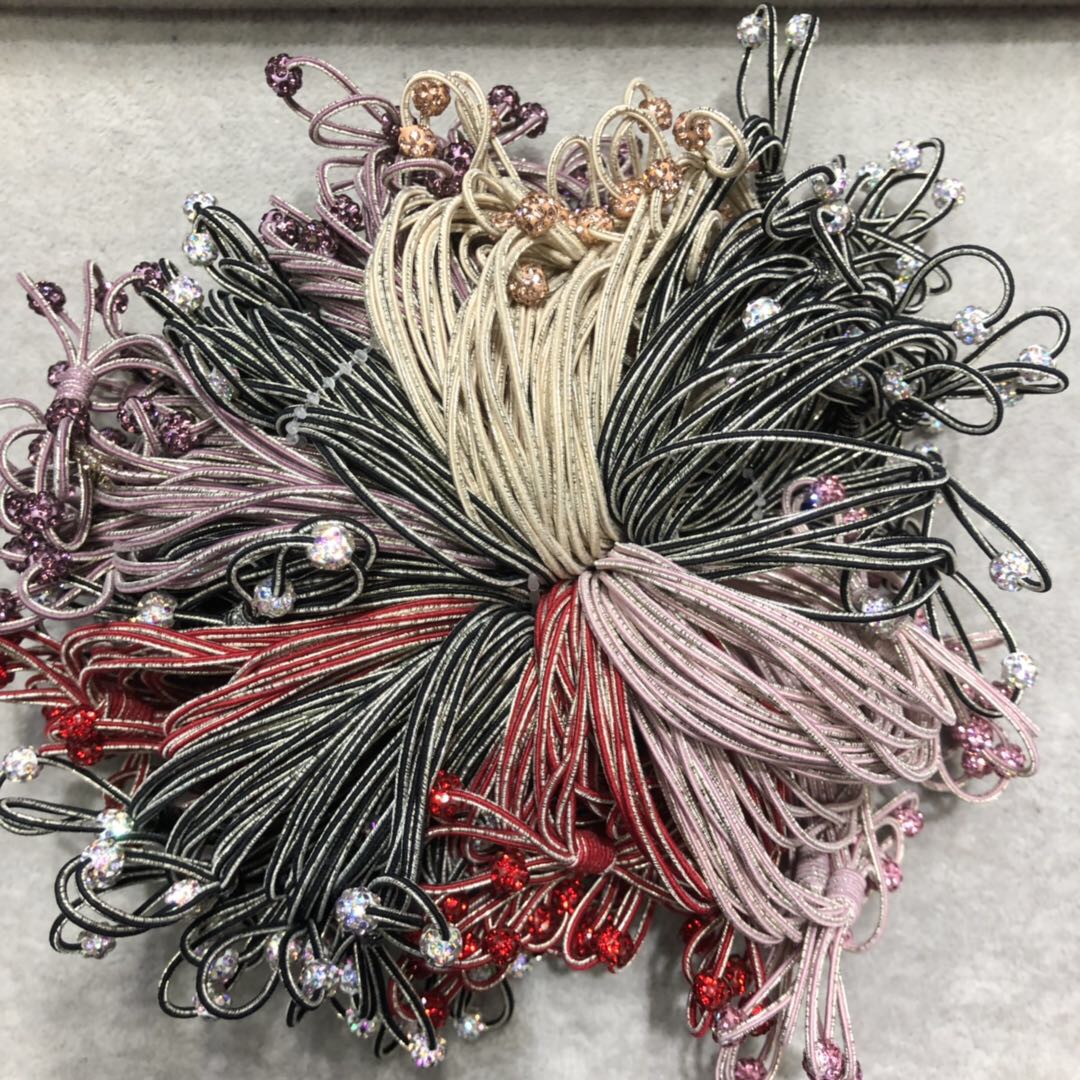 Korean Fashion Generous Women's Rubber Band Bow Bead Hair Band High Stretch Adult Autumn/Winter Hair Rope Hair Accessories Casual Rubber Band Solid Color Small Rabbit Hair Band Chenhui Jewelry 023 details Picture