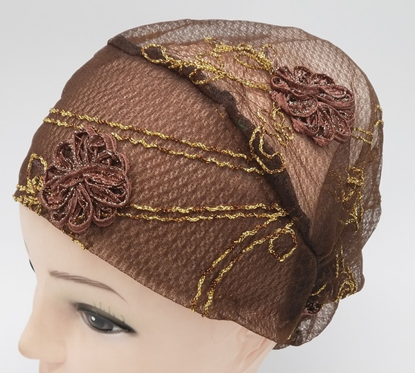 Women's Fashion Trend Everything With Muslim Bright Silk Embroidered Mesh Headscarf details Picture
