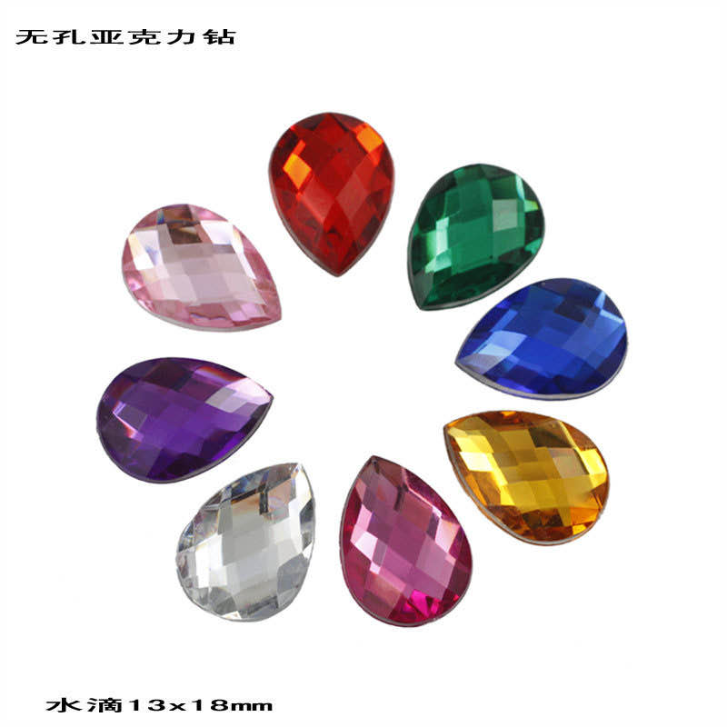 Imitation: Acrylic: Teardrop-shaped 13x18mm, no holes. Each package: 500pcs. Unit price: per piece Specification image