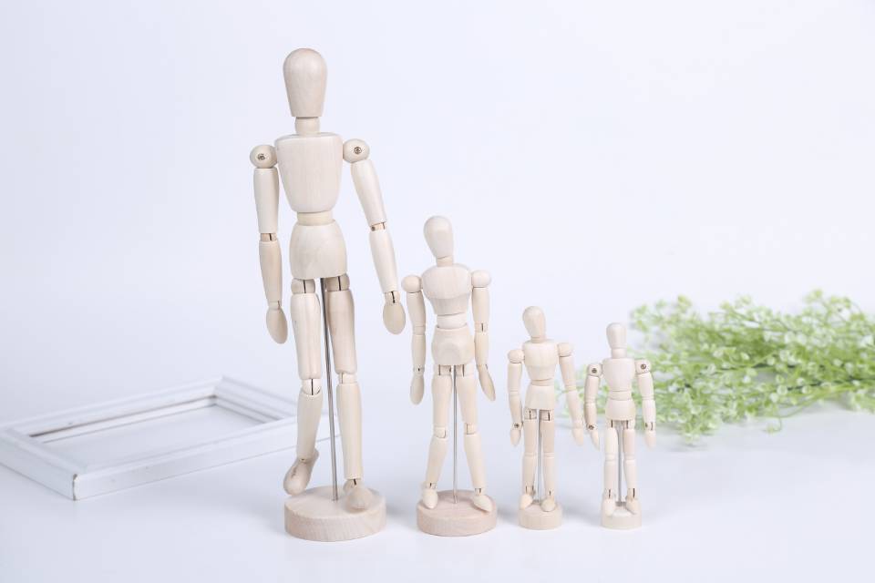 木质木手木人模型12寸素描漫画造型装饰可活动10寸实木关节细节图