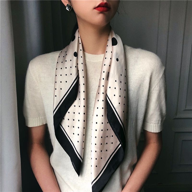 黑白波点丝巾时尚百搭休闲潮流围巾