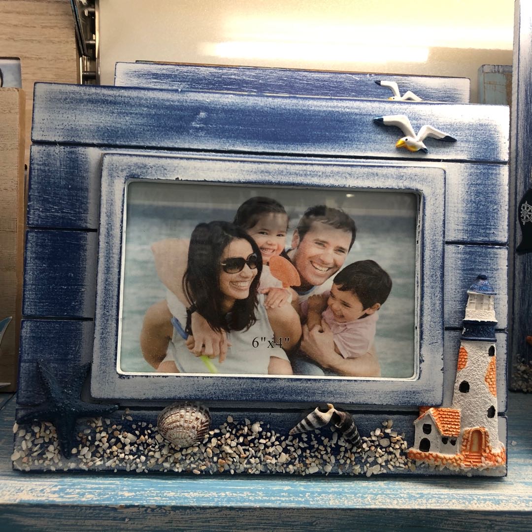 Light Tower Mediterranean Style Swing Picture Frame Decoration Creative Boat Frame Sea Wind Wooden Sailboat Swing Table Decorative Photo Frame