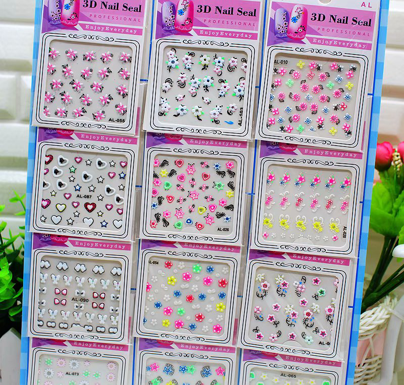 Little Lingtong Paper Products, handicrafts, creative gifts, creative stickers, 12 hanging board, foamed, gilded and floral series, girls' nail stickers Specification image