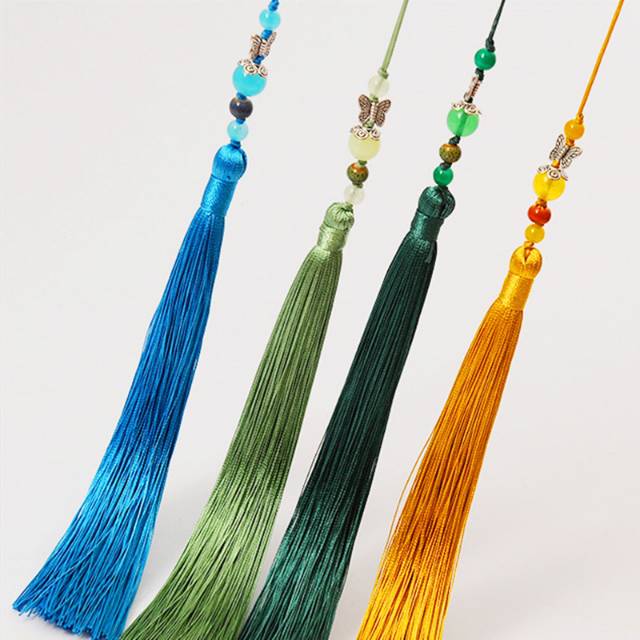 New Style Fan Tassel Hanging Tassel Polyester Ice Silk Butterfly Fan Tassel Hand-Woven Ancient Chinese Clothing Pressure Front Tassel Specification drawing