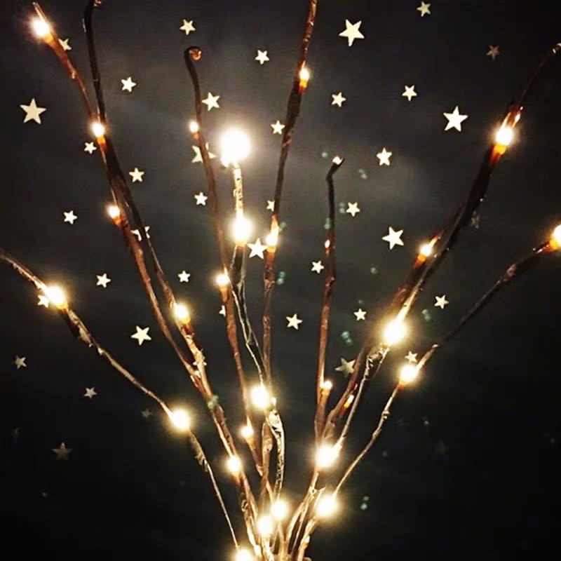 led小彩灯闪灯树枝条灯满天星网红卧室房间布置装饰枝条灯星星灯