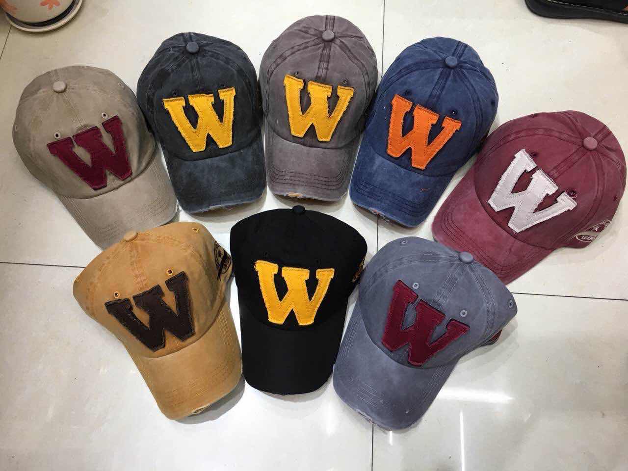 Korean washed broken W letter cloth baseball cap men's and women's cotton soft top cap spring summer sun hat tide thumbnail