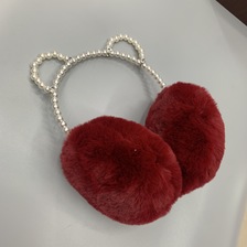 韩版可爱时尚冬季珍珠小熊发箍耳套防寒毛绒耳捂耳包