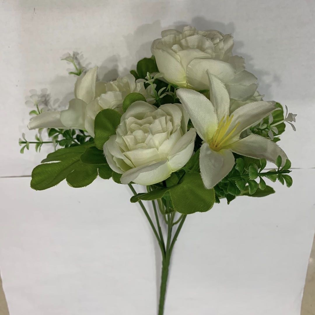 Artificial Flower False Flower Dining Table Bedroom Living Room Decoration Flower Wine Cabinet Creative Decoration Crafts Plastic Flower White Rose