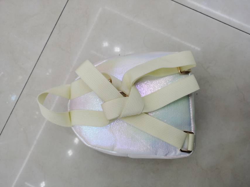蓝色亮片女士pu双肩包细节图
