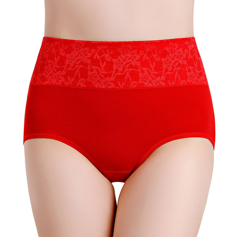 95% Cotton Women's Panties High-Waisted Printed Panties Women's Sense Big Red Plus Size Women's Briefs