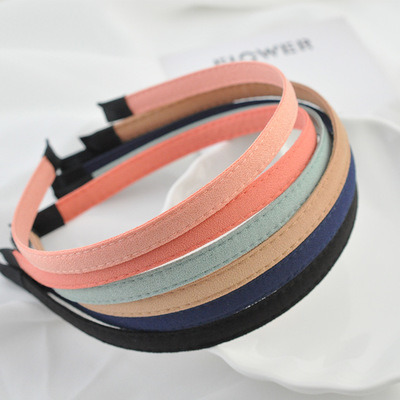 DIY hair accessories 1cm wide linen solid color cloth hold-edge jumper hair hoop headband thumbnail