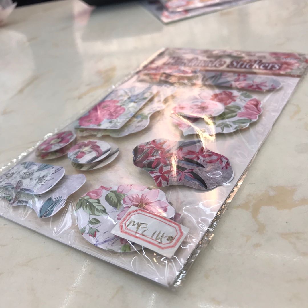 手账贴纸包套装小清新创意可爱卡通表情手帐日记装饰素材工具贴画立体花朵细节图