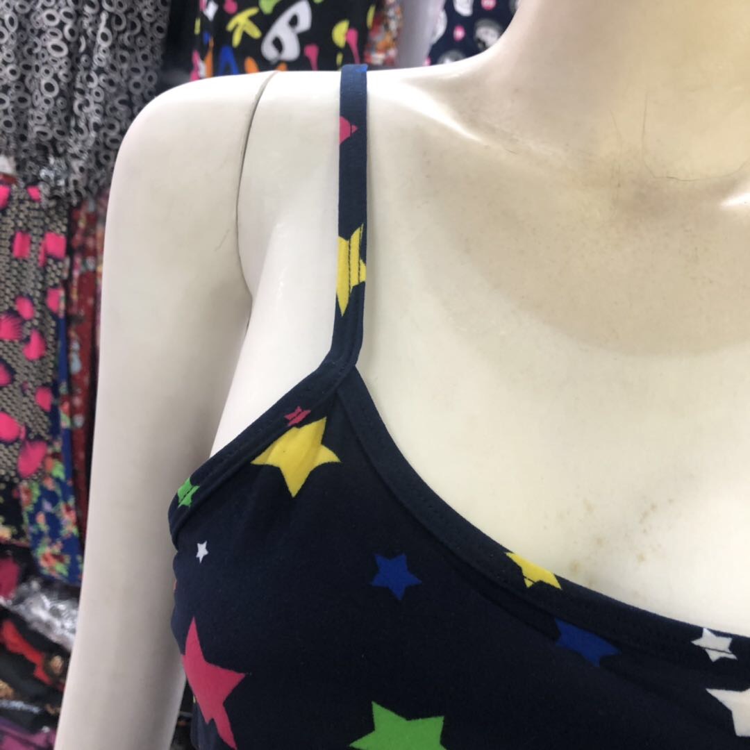 Colorful Star Print Halter Dress Women's Summer New 2020 Line-Neck Sleeveless Waist Full Skirt details Picture