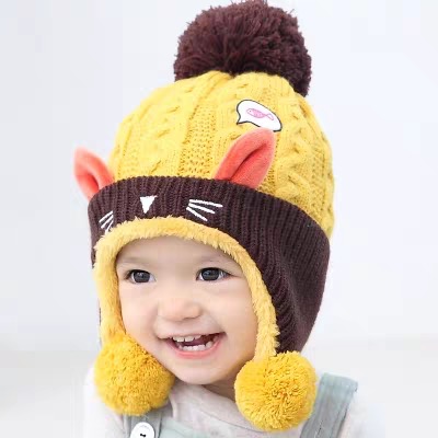 Fleece children's hats, autumn and winter girls' ear-protecting woolen hats and scarves sets, baby boys, trendy kids, and middle-aged children Specification image