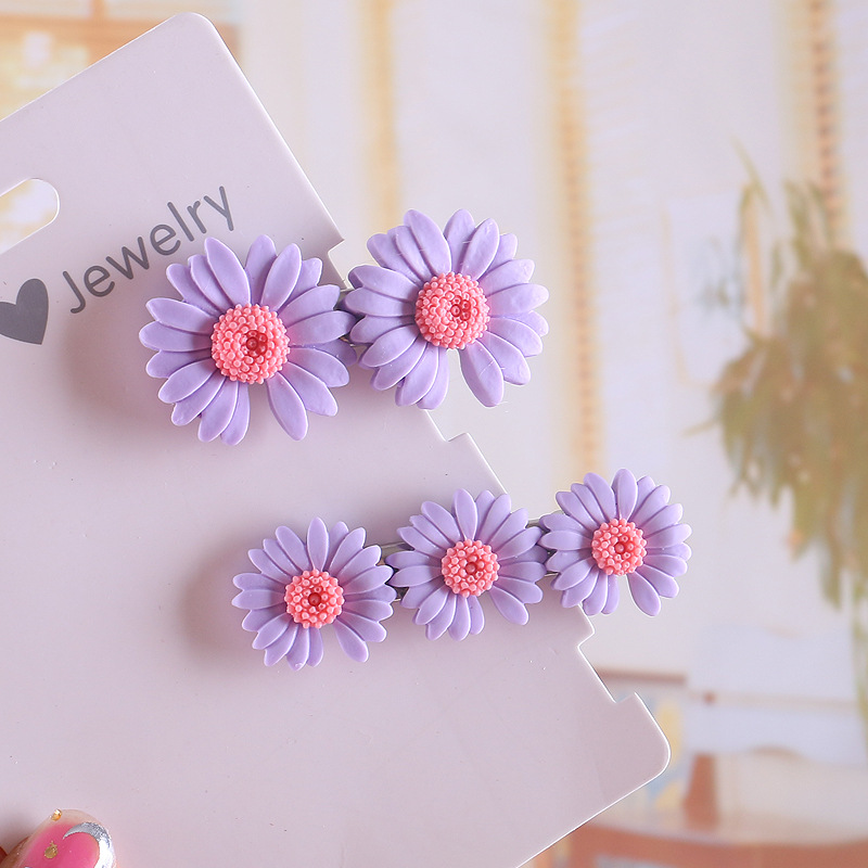 小雏菊彩色夹子头饰发夹糖果色鸭嘴夹顶夹刘海泫雅碎发花朵马尾夹