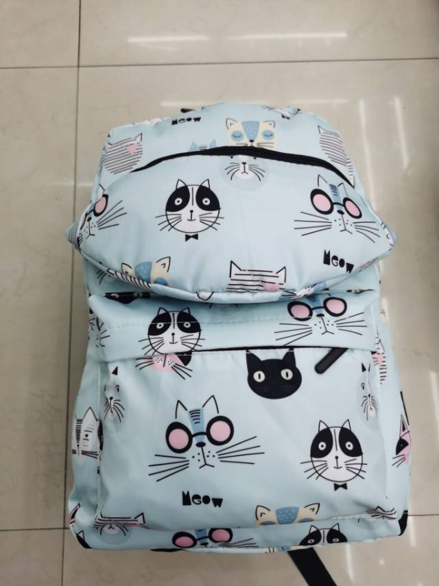 猫猫淡蓝功能大容量帆布防水包