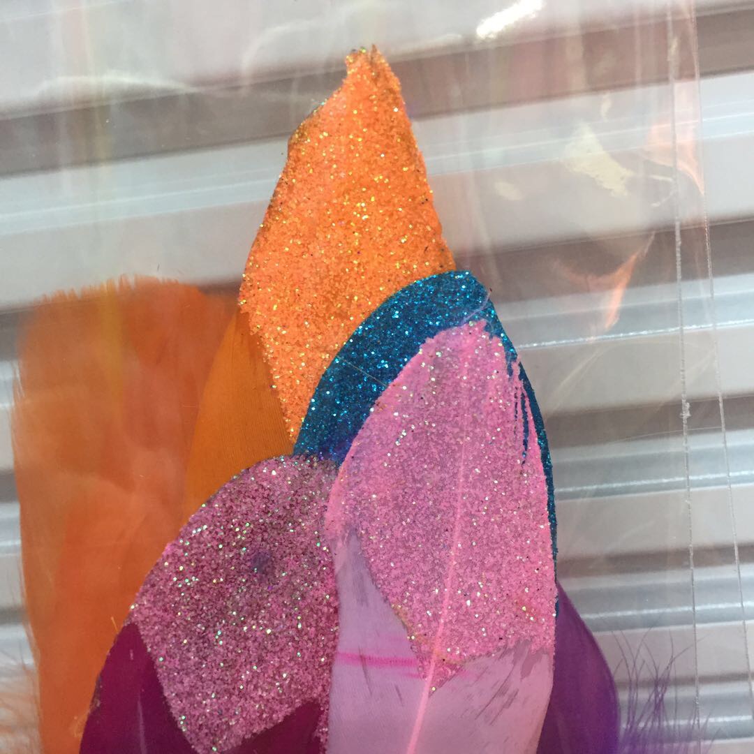 Kindergarten Colorful Feathers Diy Art Course Handmade Stickers Making Materials Creative Decorative Ornaments For Children Bright Pink Feather Soft Body details Picture