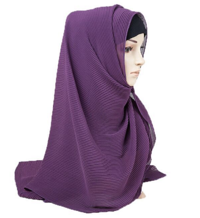 Women's Fashion Trend Everything With Muslim Pleated Pearl Chiffon Headscarf details Picture